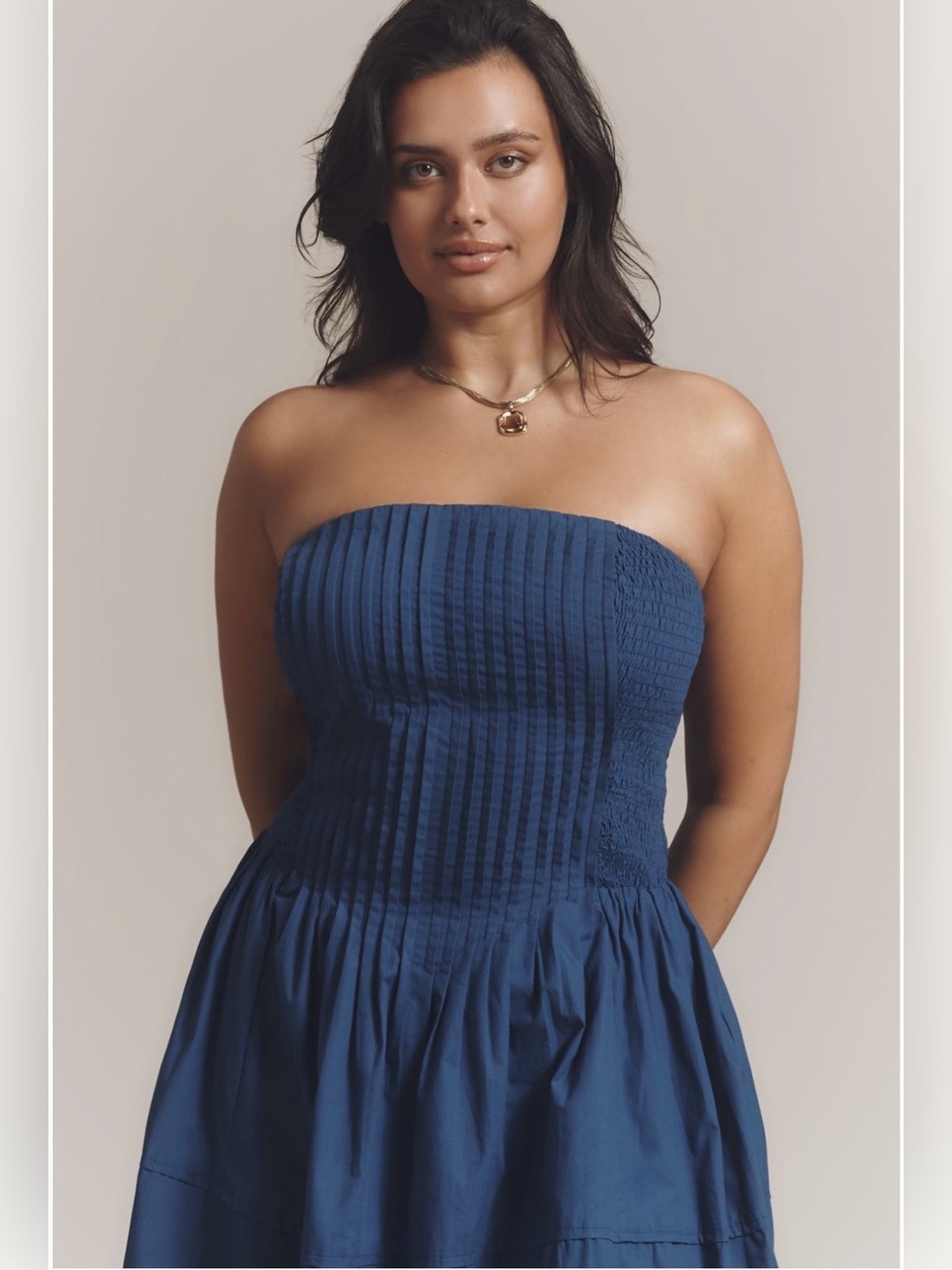 Anthropologie Cotton Poplin Strapless Midi Dress - Small - Picture 5 of 11